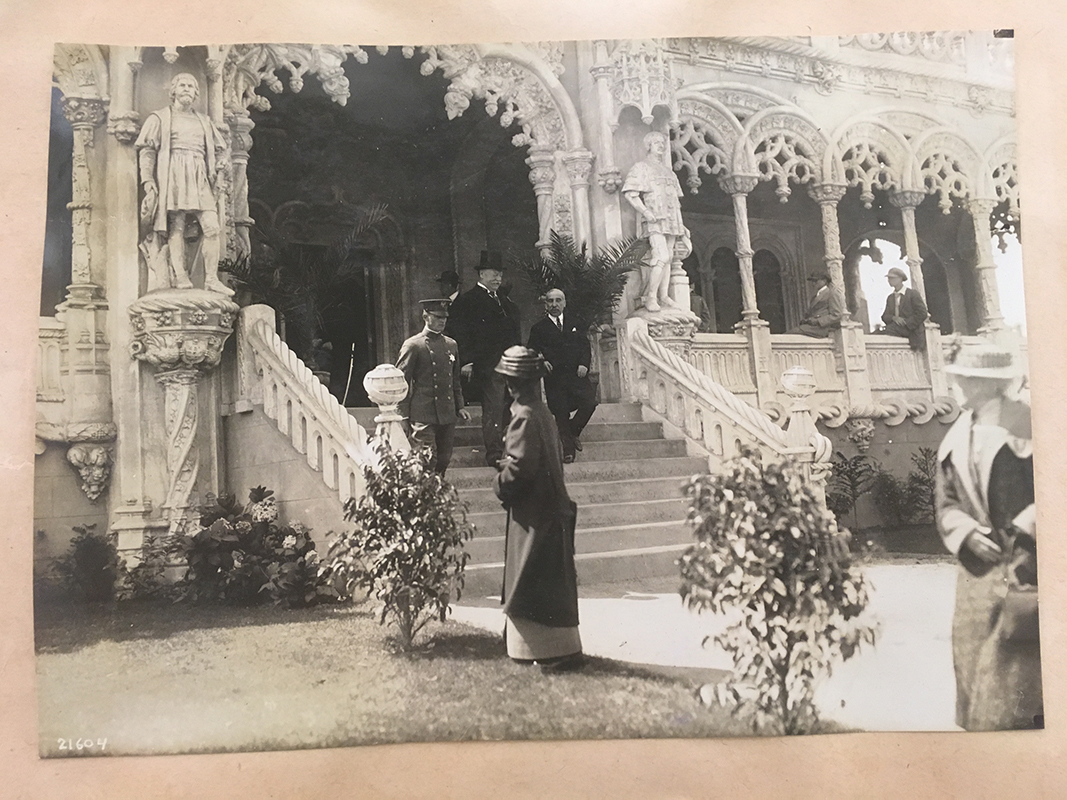 President Taft and entourage leaving a building at the PPIE