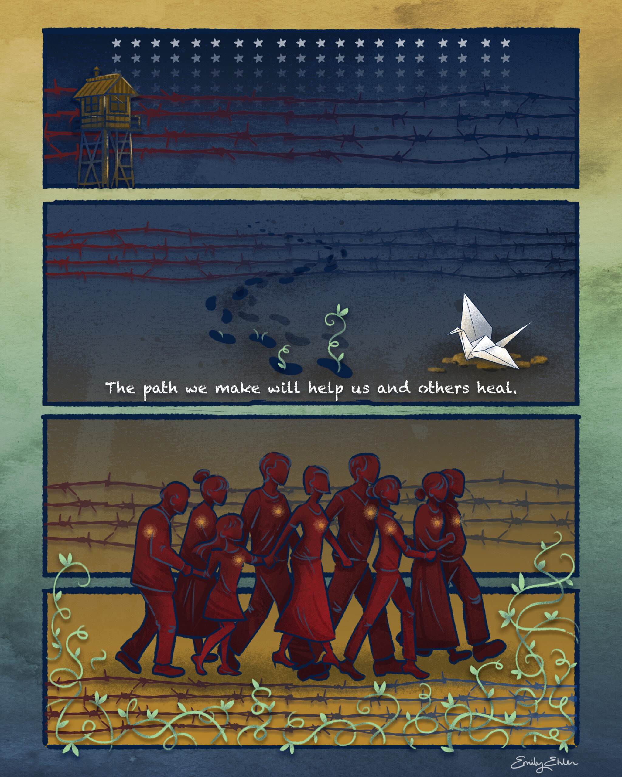 Please read the text below this image, which describes this graphic narrative illustration with more detail than Alternative Text allows.